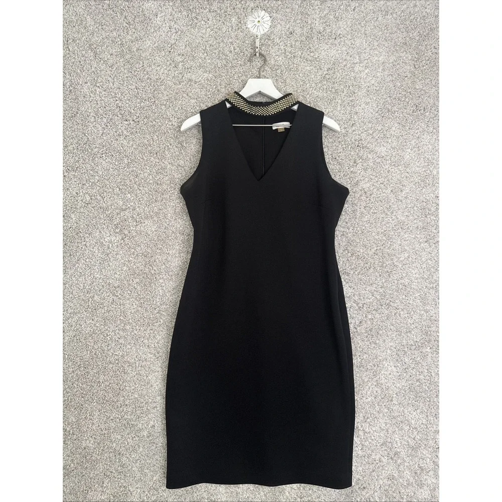 CALVIN‎ KLEIN BLACK & GOLD DRESS SIZE 12 SLEEVELESS